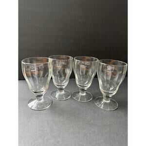 Vintage Juice Dessert Goblet Glasses Set (4) Footed Clear Glass Ice Tea Retro